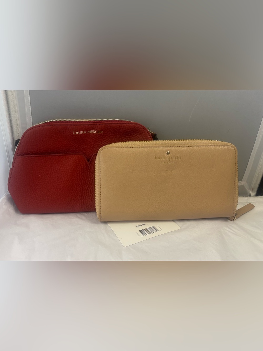 Laura Mercier NEW Red Leather Cosmetic Pouch ++ Kate Spade Wallet